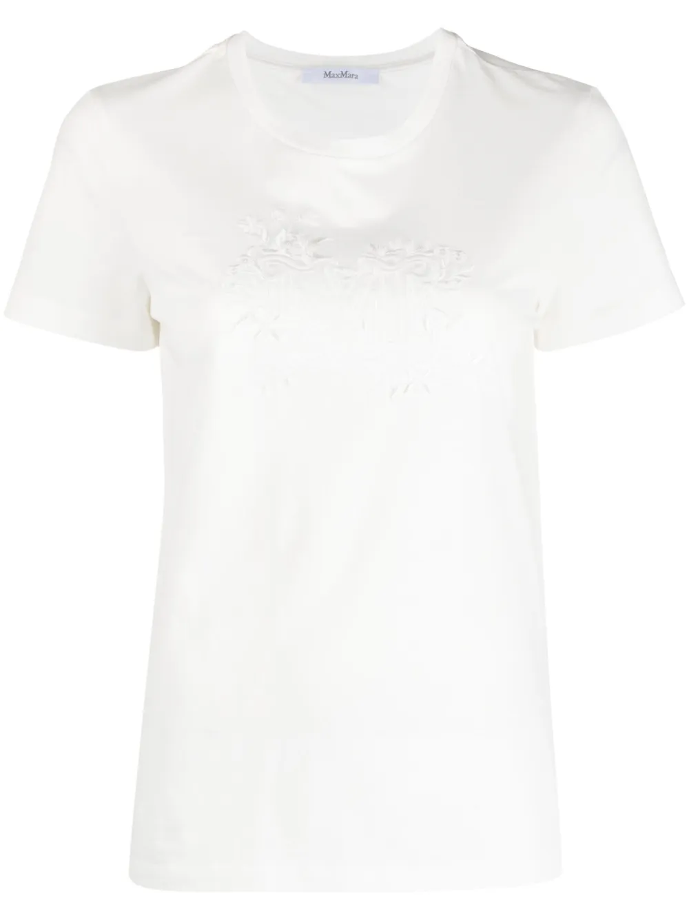 Max Mara T-Shirt mit aufgesticktem Monogramm - Weiß