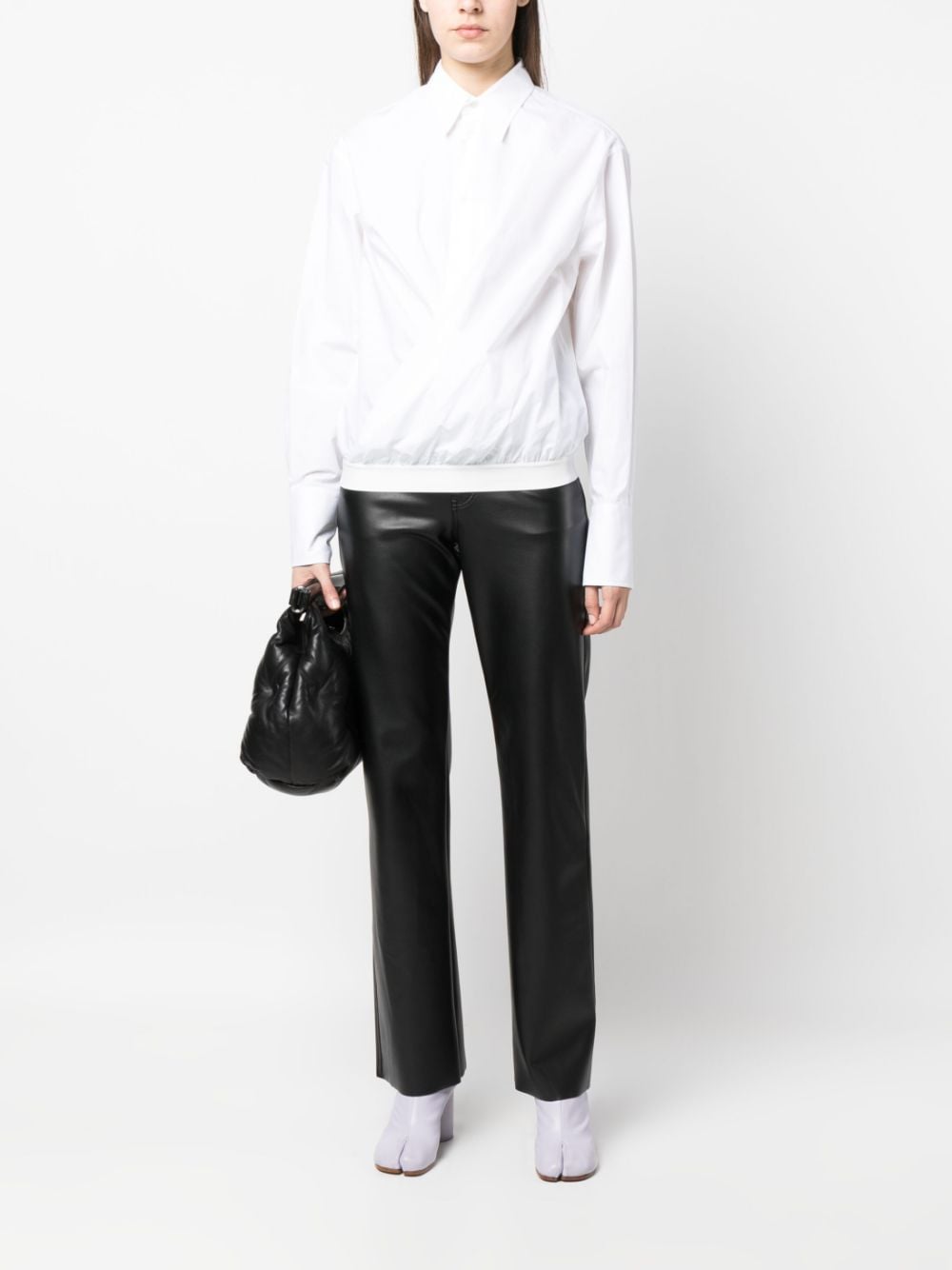 Shop Mm6 Maison Margiela Classic-collar Cotton Shirt In Weiss