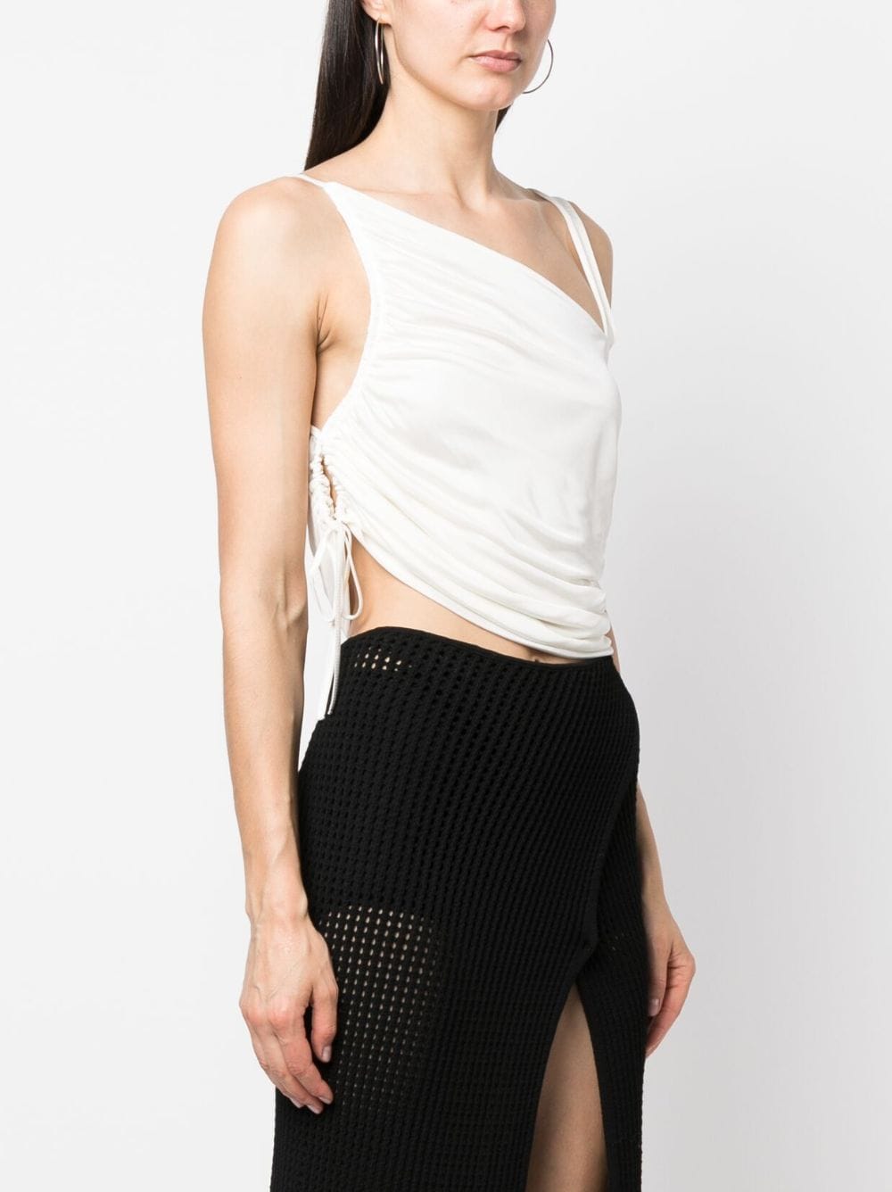 Shop Andreädamo Single-strap Gathered Tank Top In Weiss