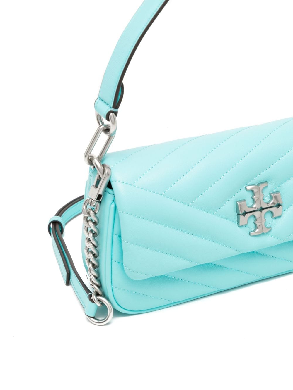 Shop Tory Burch Small Kira Quilted Shoulder Bag In Blue