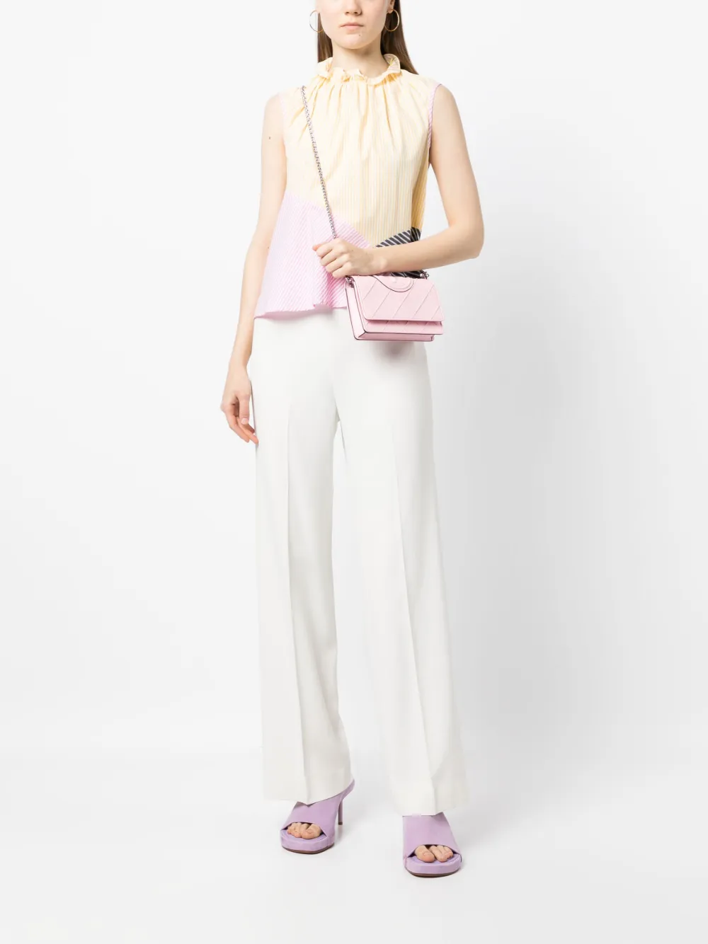Tory Burch Fleming leather clutch bag - Roze