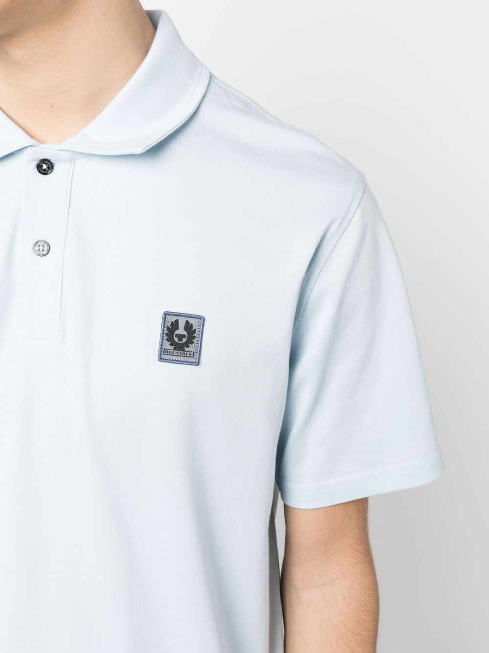 Shop Belstaff Logo-detail Cotton Polo Shirt In Blue