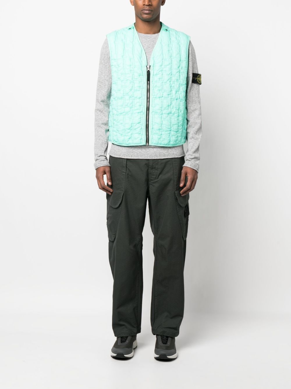 Shop Stone Island Shadow Project Quilted Zip-up Gilet In Grün