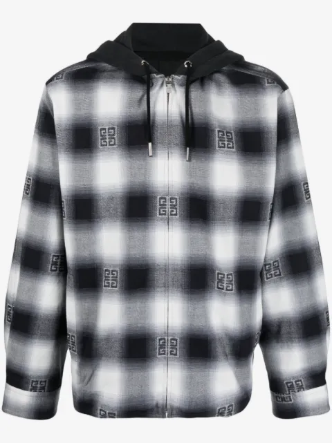 Givenchy check-pattern oversize hooded shirt jacket