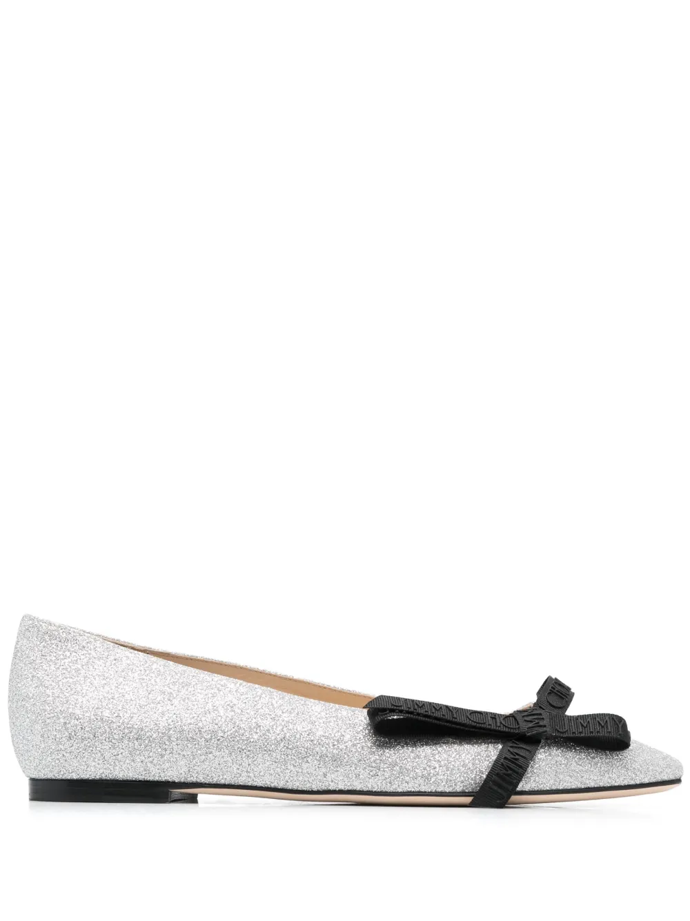Jimmy Choo Veda Bow-detail Ballerina Shoes In Silber