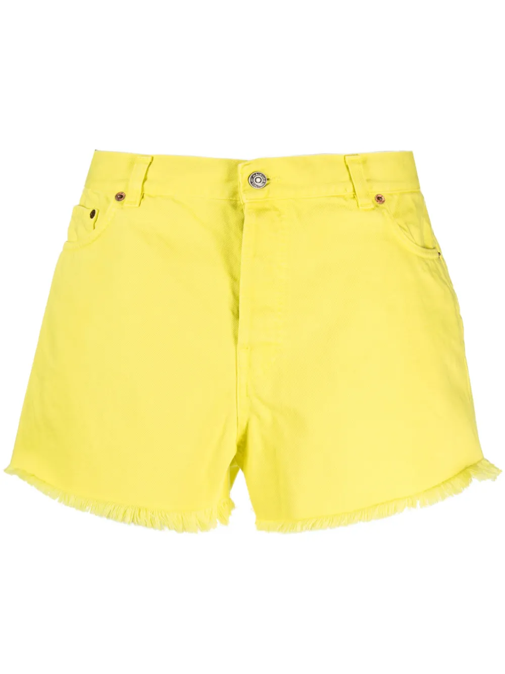 Haikure frayed-edge cotton shorts - Yellow