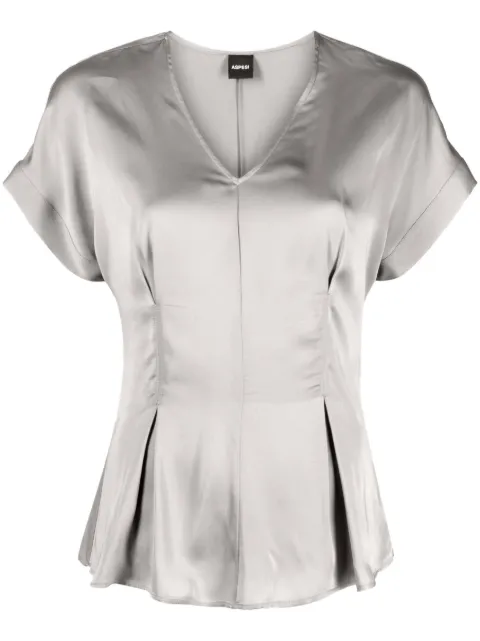 ASPESI satin-finish flared blouse