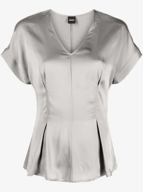 ASPESI satin-finish flared blouse