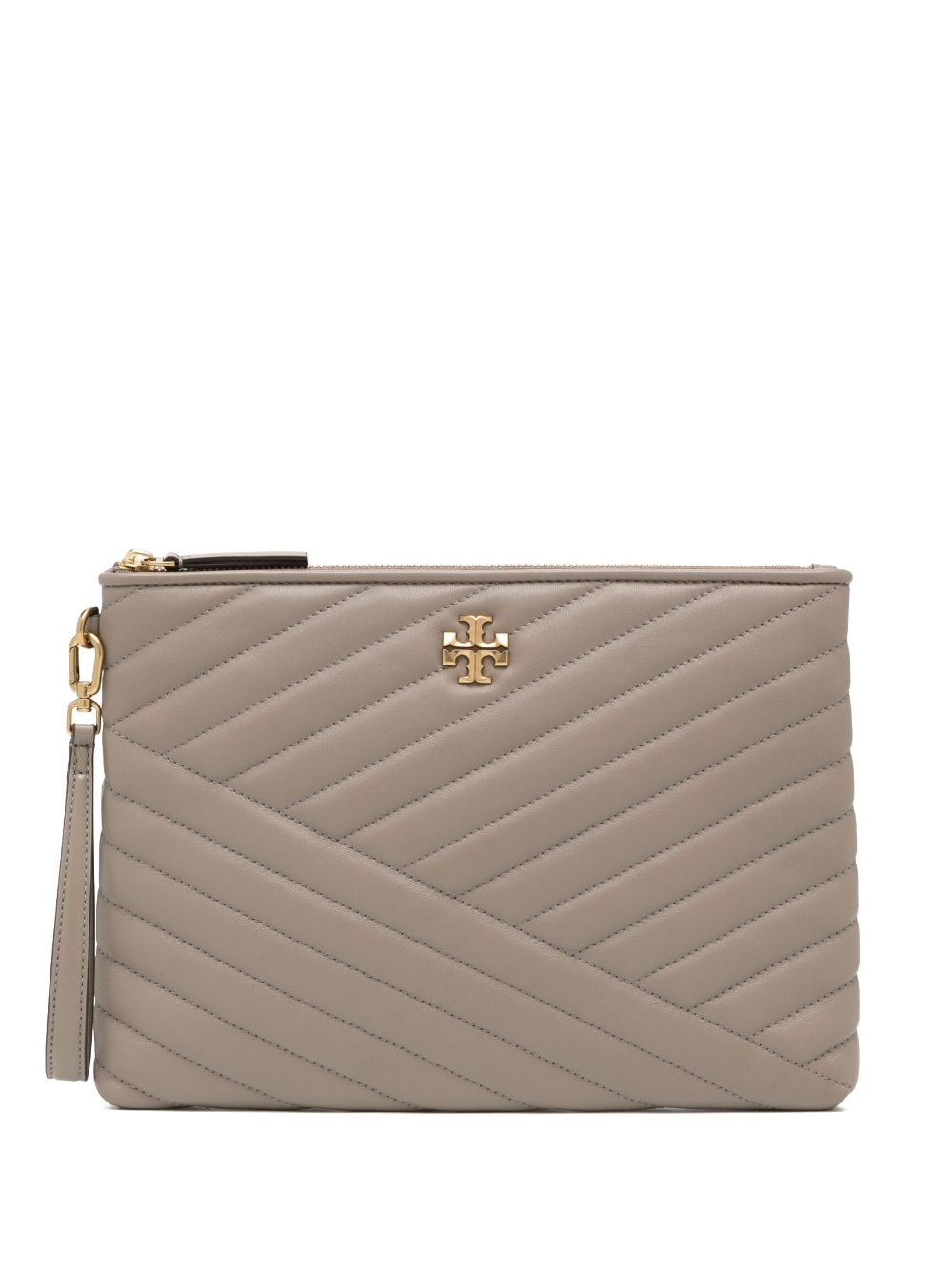 Tory Burch Kira Chevron-quilted Clutch Bag In Brown