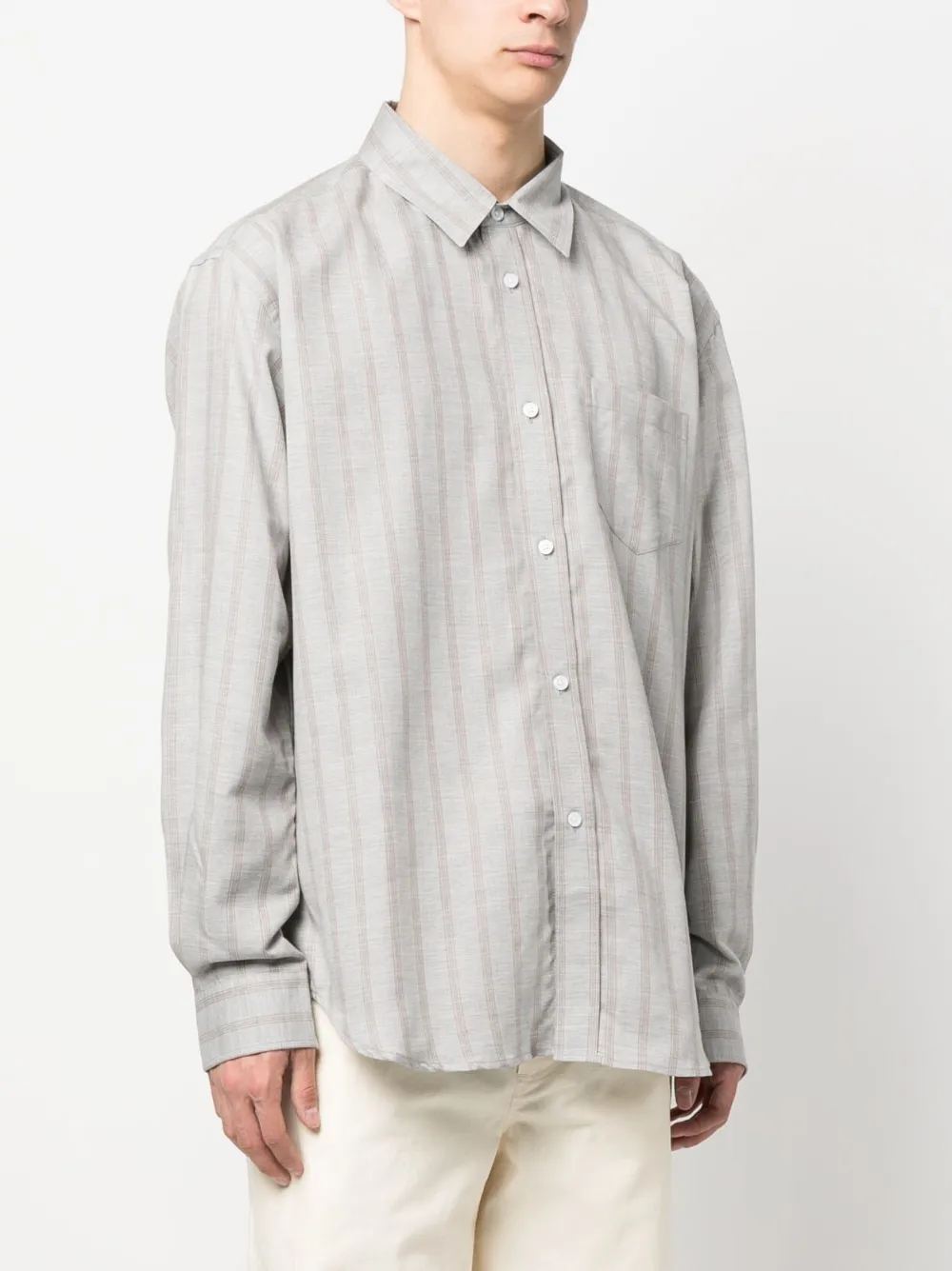 Palmes Vertical Stripe-print Shirt In Grau