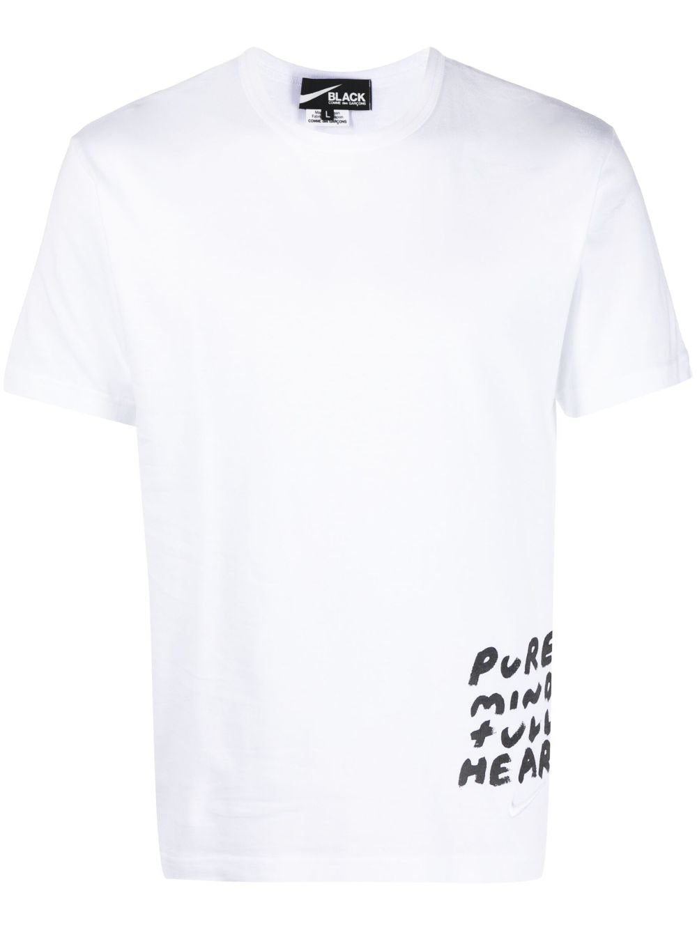 Black Comme Des Garçons Lettering-print Cotton T-shirt In Weiss