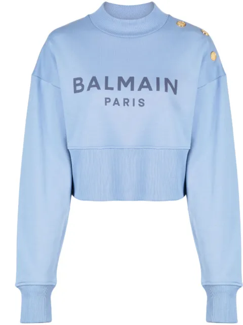 Balmain sudadera corta con logo estampado