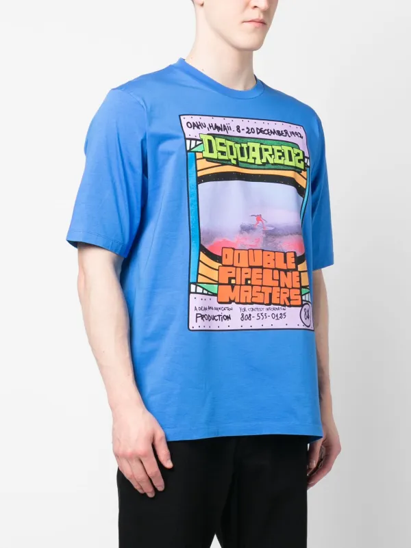 DSQUARED2 graphic-print short-sleeve Cotton T-shirt | Blue | FARFETCH