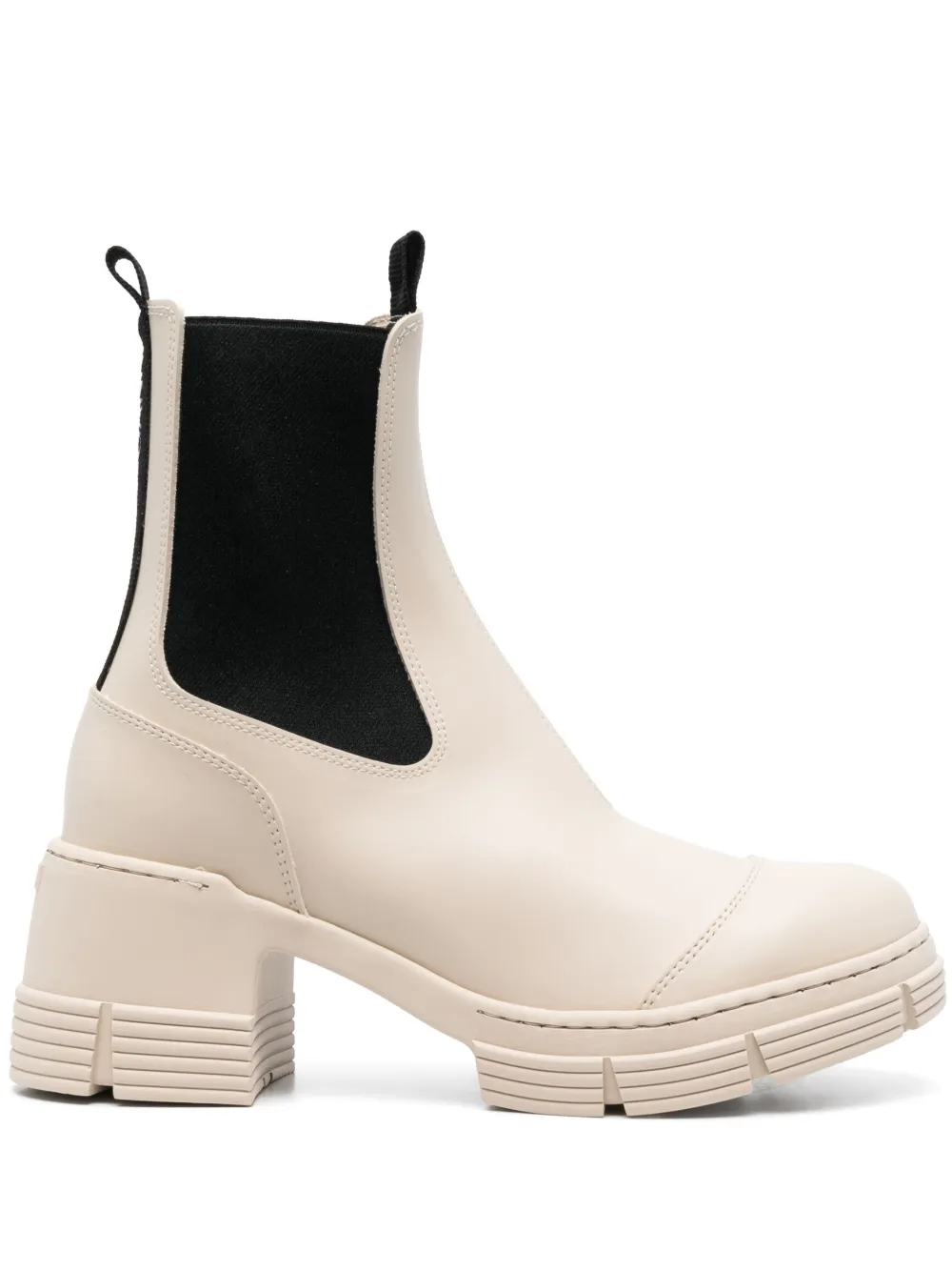Ganni Rubbed Heeled City Boot In Nude