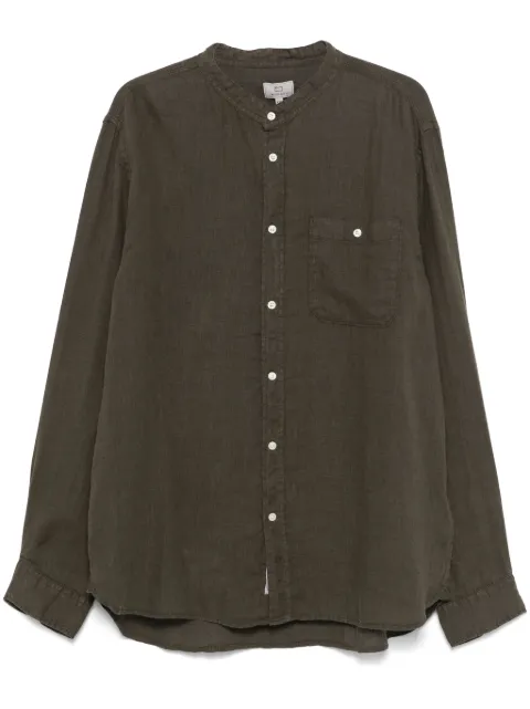 Woolrich linen band-collar shirt