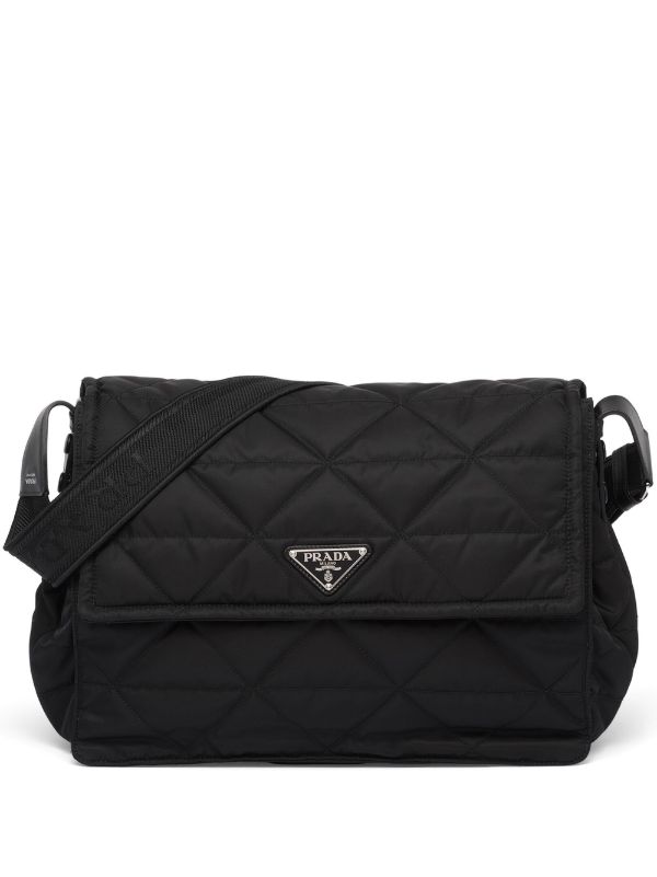 Prada Re-Nylon Triangle Logo-Plaque Shoulder Bag - Black for Women