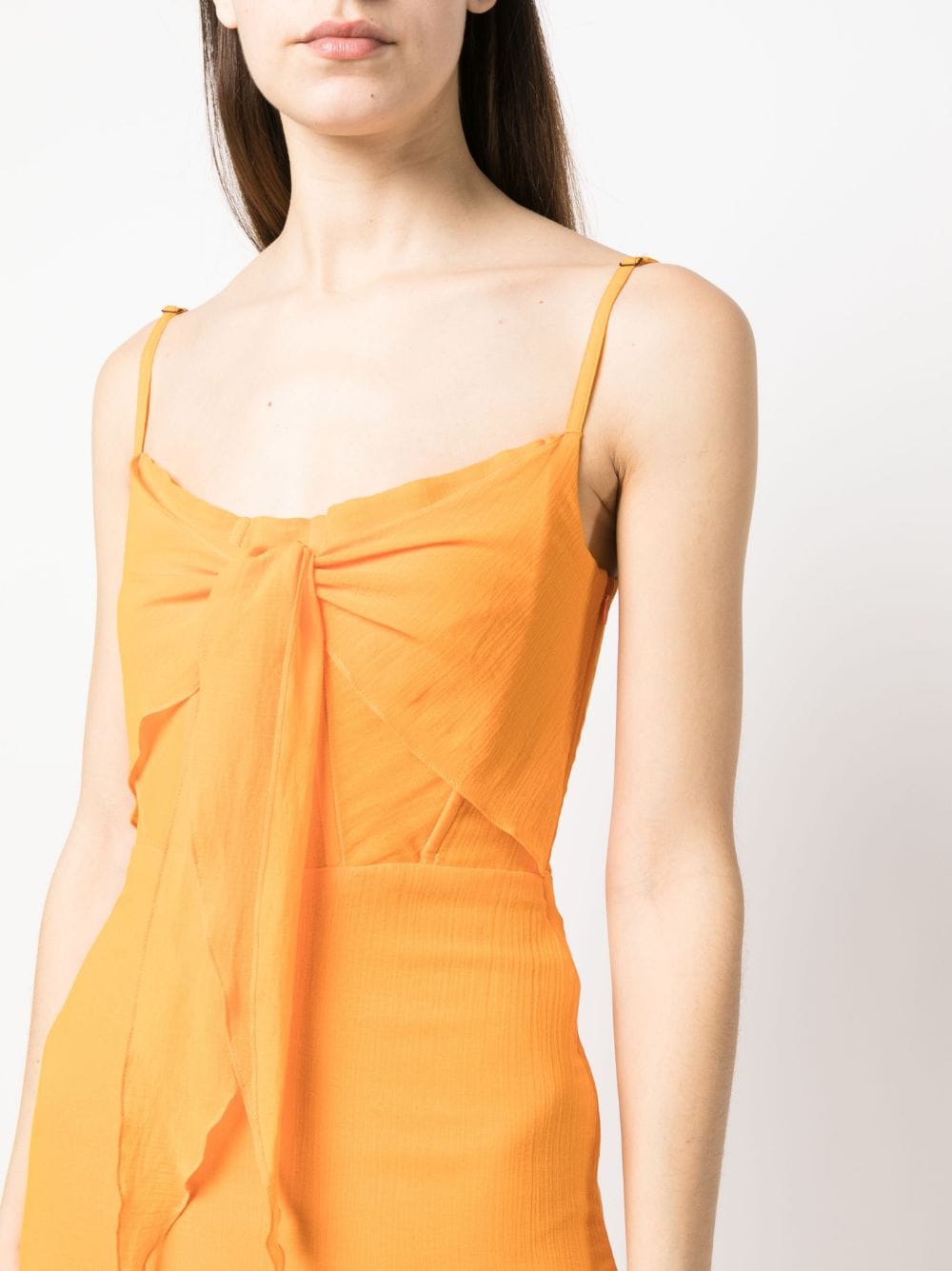 Shop Patou Tie-detail Midi Dress In Orange