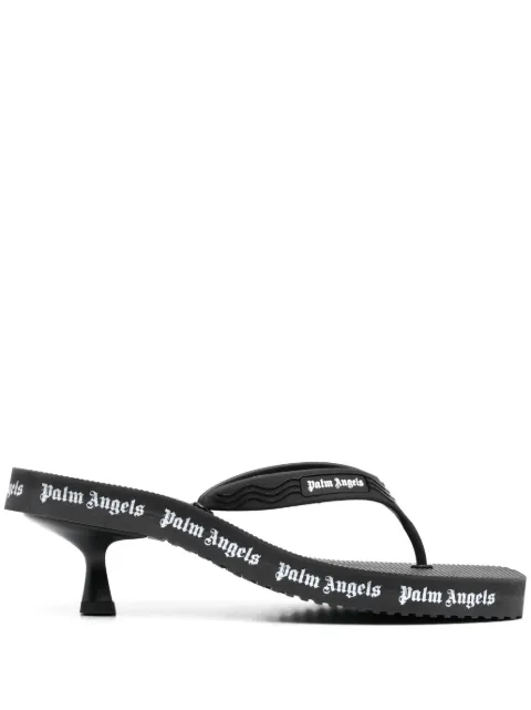 Palm Angels logo-print heeled flip flops