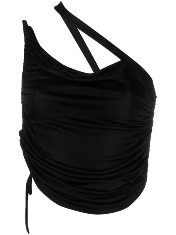 SENEE one shoulder tops ブラック Tie Black One Shoulder Top – SEESTARZ