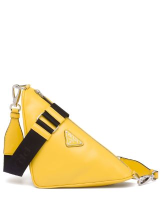 Prada Triangle Double Messenger Bag In Yellow