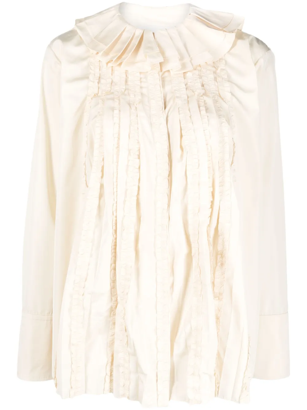 Jil Sander ruffle-collar long-sleeve blouse | Neutrals | Image 1