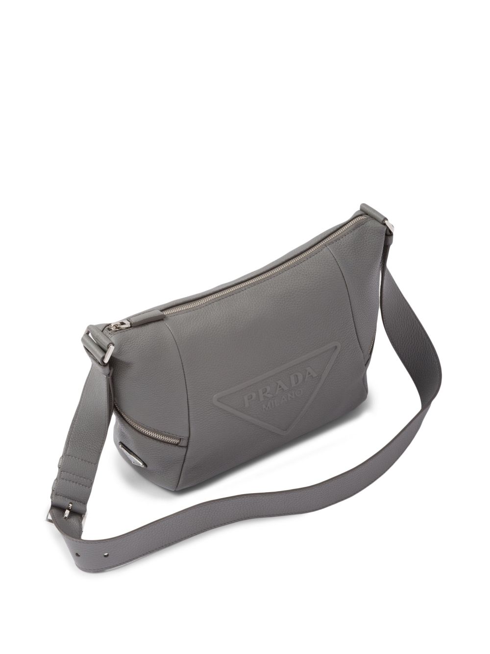 Shop Prada Debossed-logo Detail Shoulder Bag In Grey