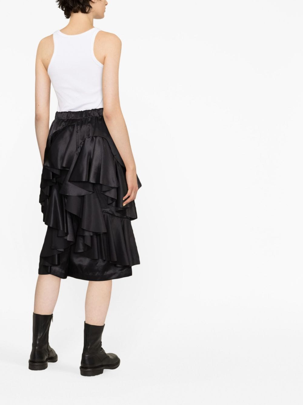 Shop Comme Des Garçons Ruffled Tiered Midi Skirt In Black