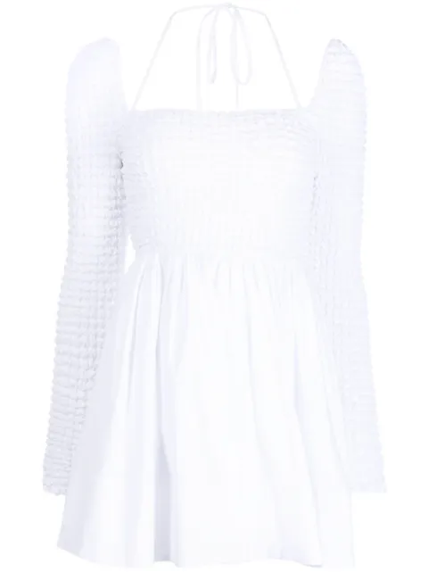 STAUD Cassidy smocked stretch-cotton minidress