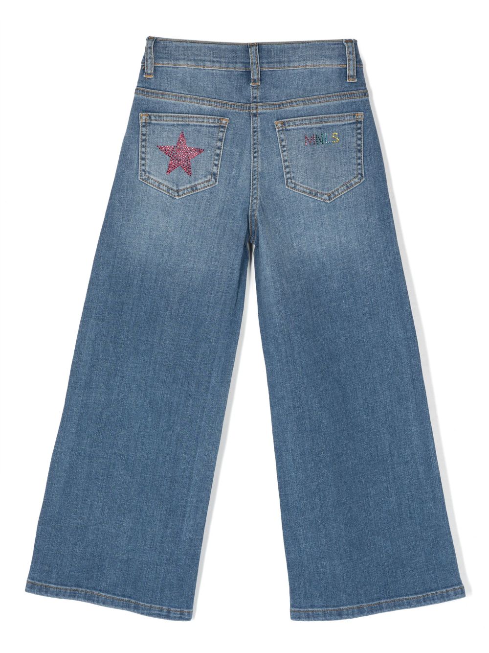 Shop Monnalisa Star-embellished Denim Jeans In Blue