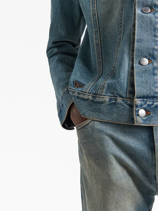 Prada triangle-logo Denim Blouson Jacket - Farfetch