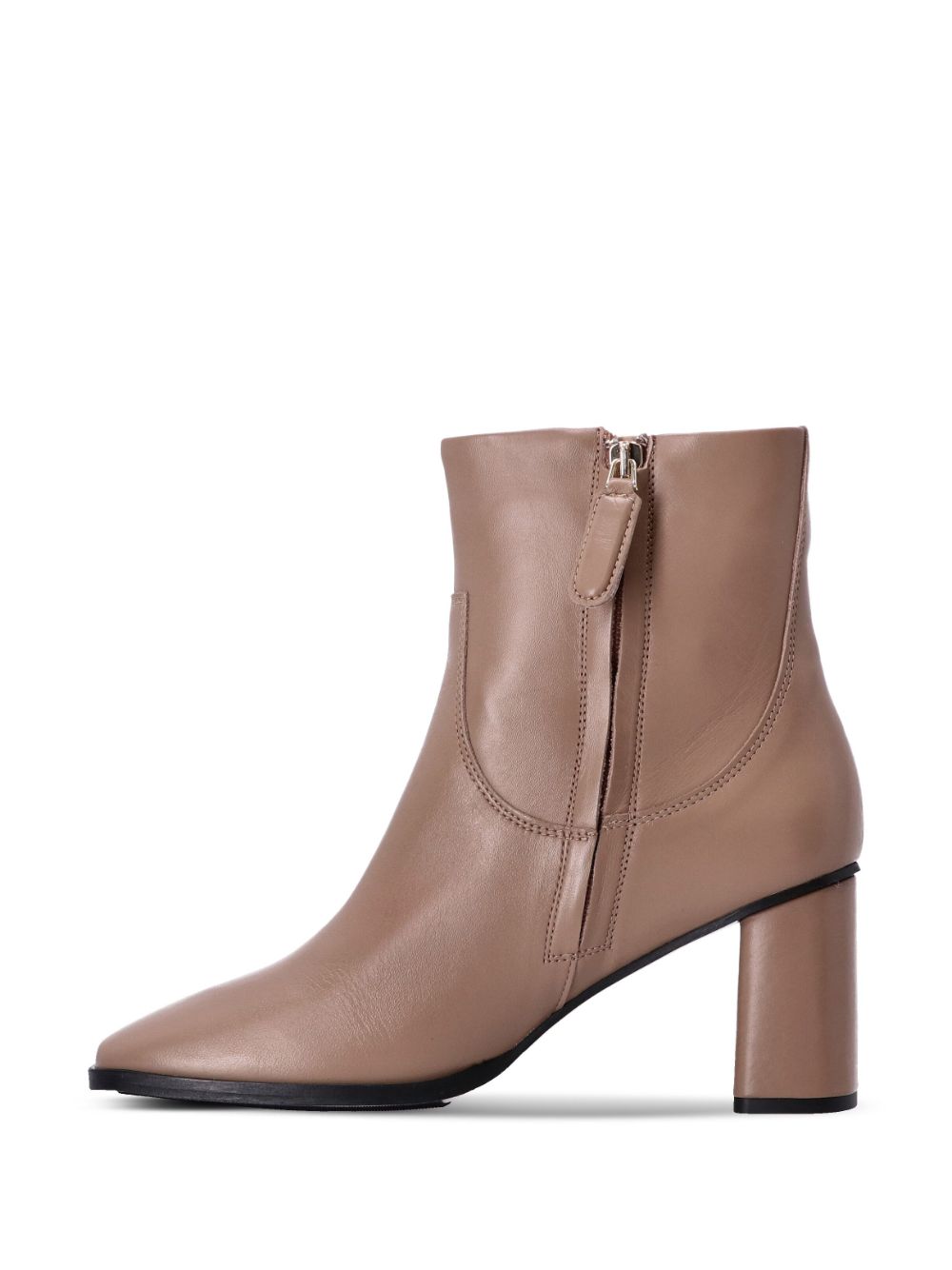 Shop Tommy Hilfiger Monogram-plaque 70mm Square-toe Leather Ankle Boots In Brown