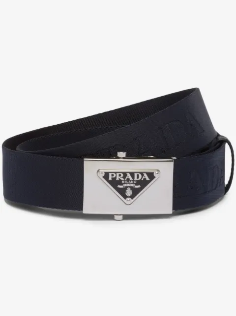 Prada triangle-logo woven belt