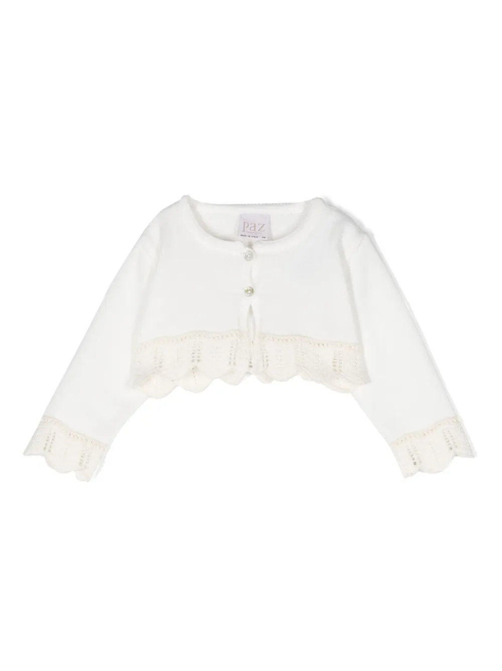 Paz Rodriguez Babies' Crochet Cotton Cropped Cardigan In Neutrals