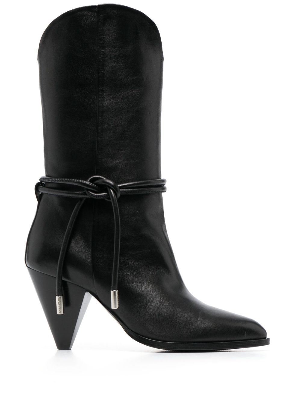 Hugo Boss Pointed-toe Leather Boots In Schwarz