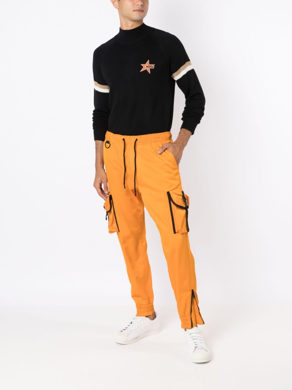 Shop Hugo Boss X Khaby Contrasting-trim Track Pants In Orange