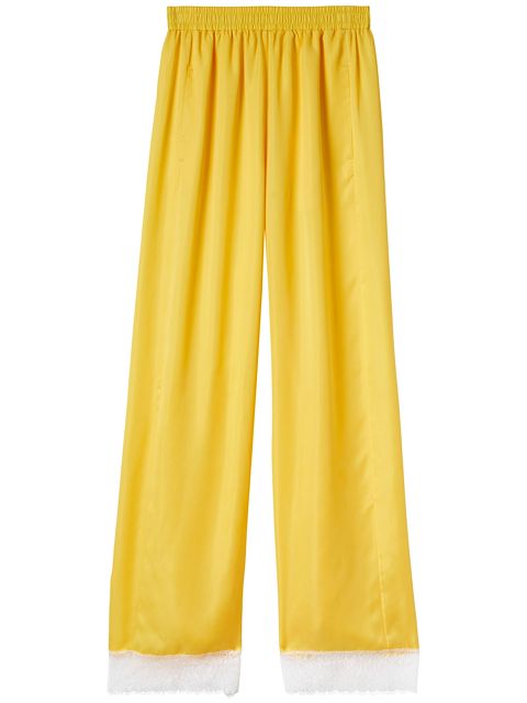 Burberry lace-hem satin finish trousers