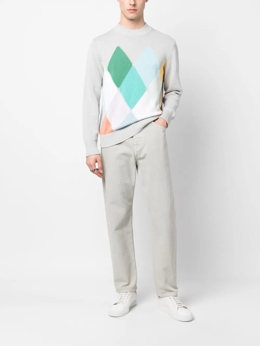 Ballantyne Intarsia trui - Grijs