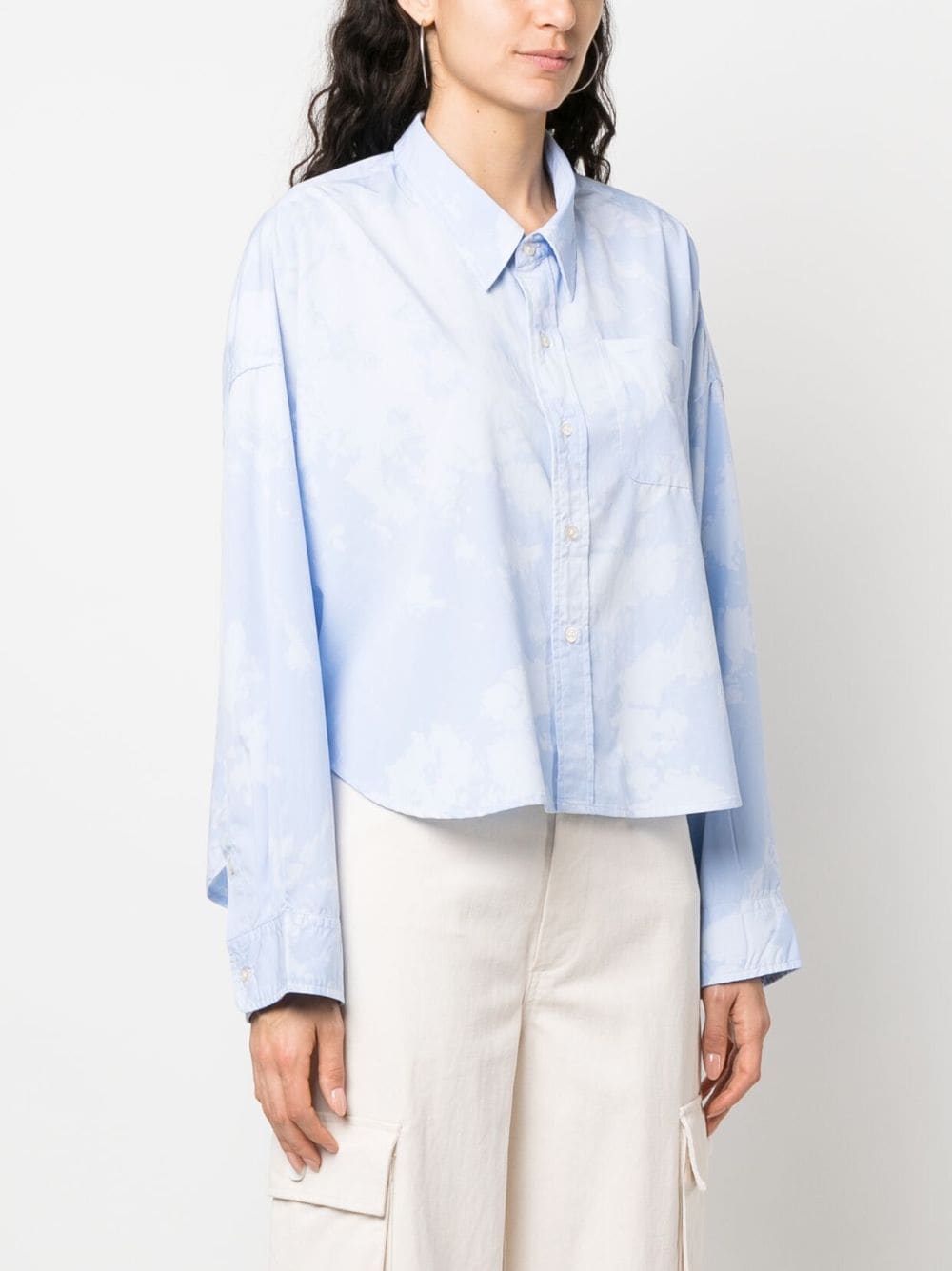 Shop R13 Cloud-print Long-sleeved Shirt In Blau