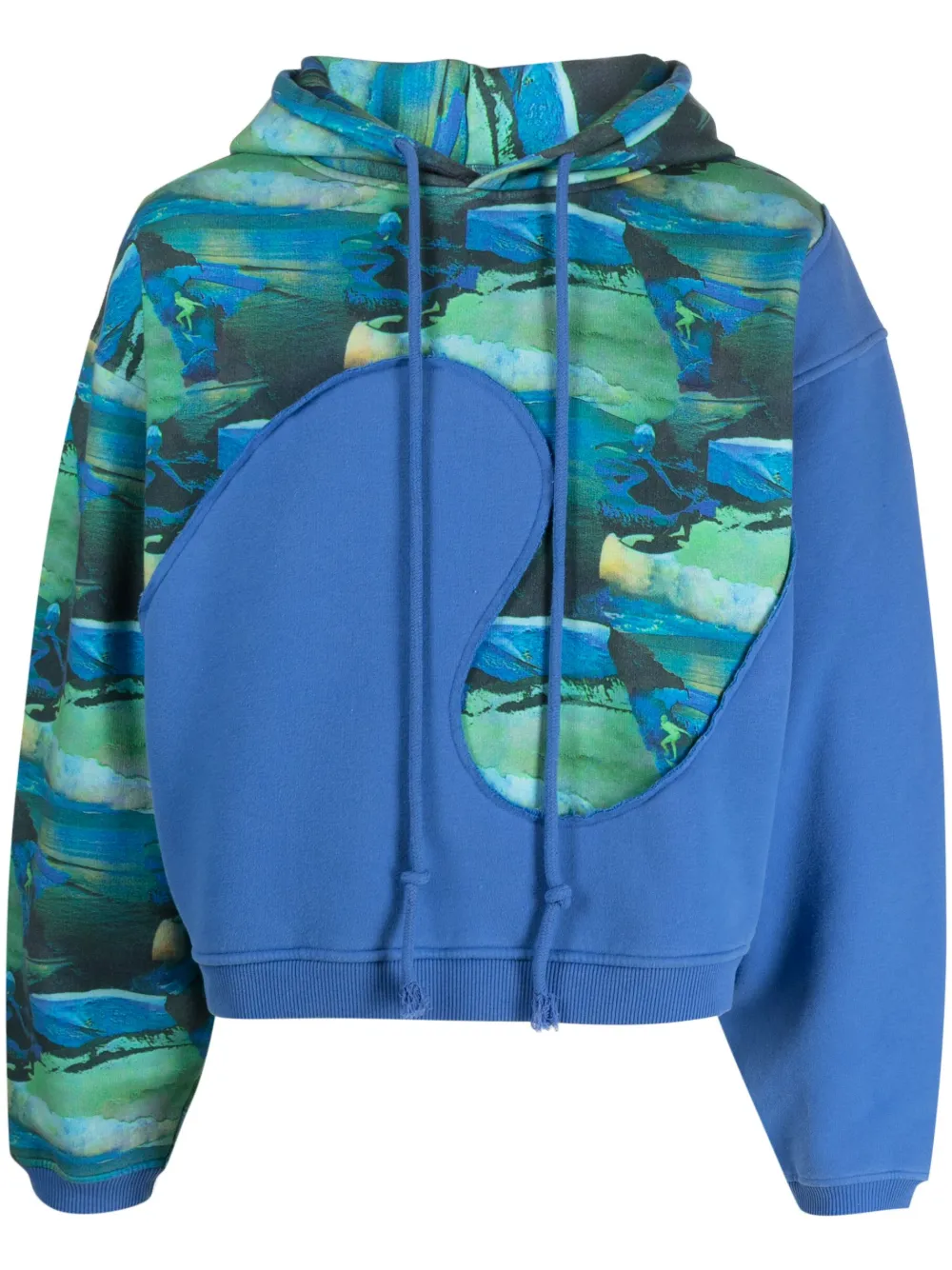 Erl Surfing Print Swirl Hoodie In Blue