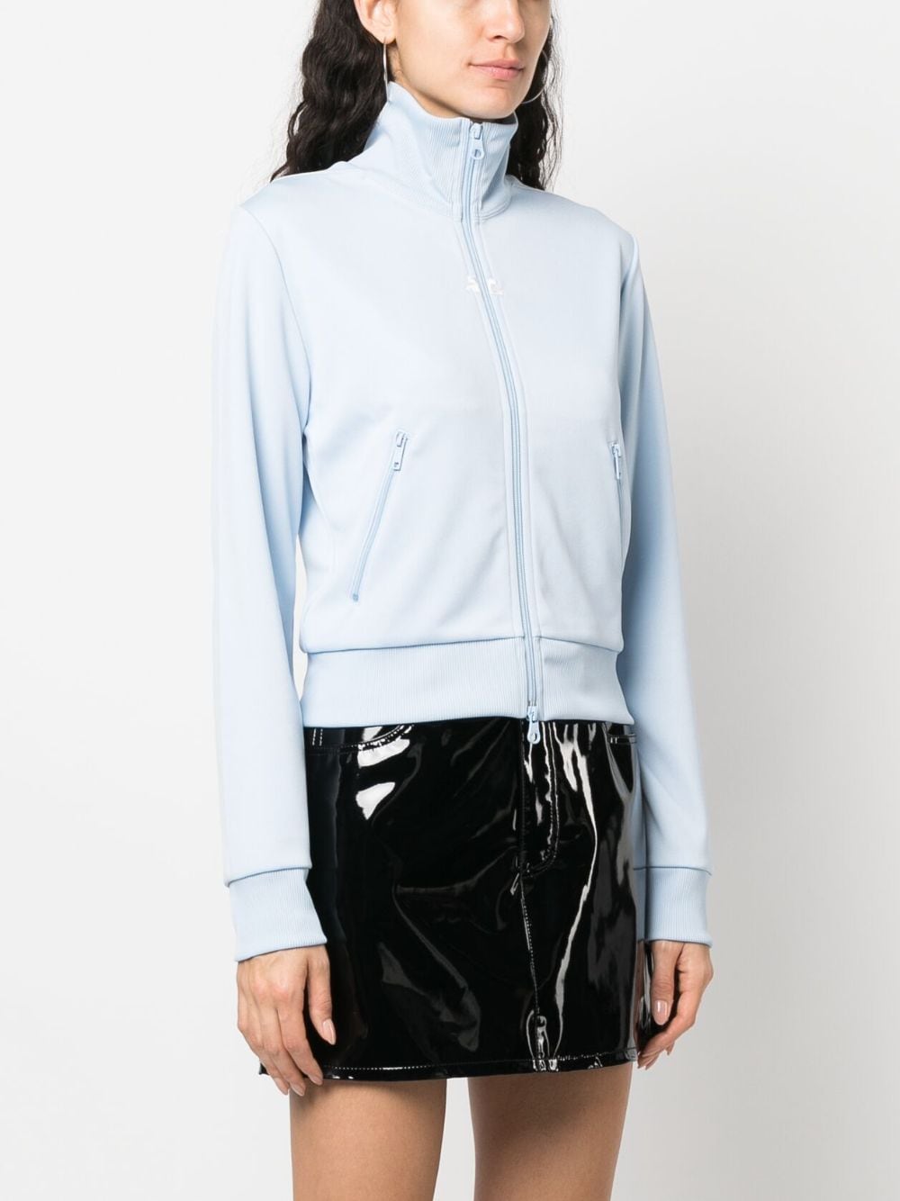 Shop Courrèges Stand-up-collar Zip-up Sweater In Blau