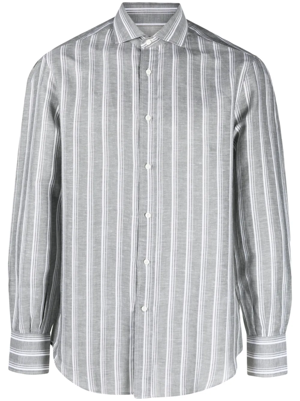Brunello Cucinelli vertical-stripe long-sleeve shirt | Grey | Image 1