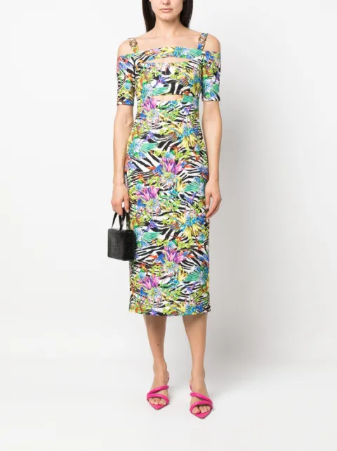 Just Cavalli mix-print off-shoulder dress 74PBO905NS252 - 1