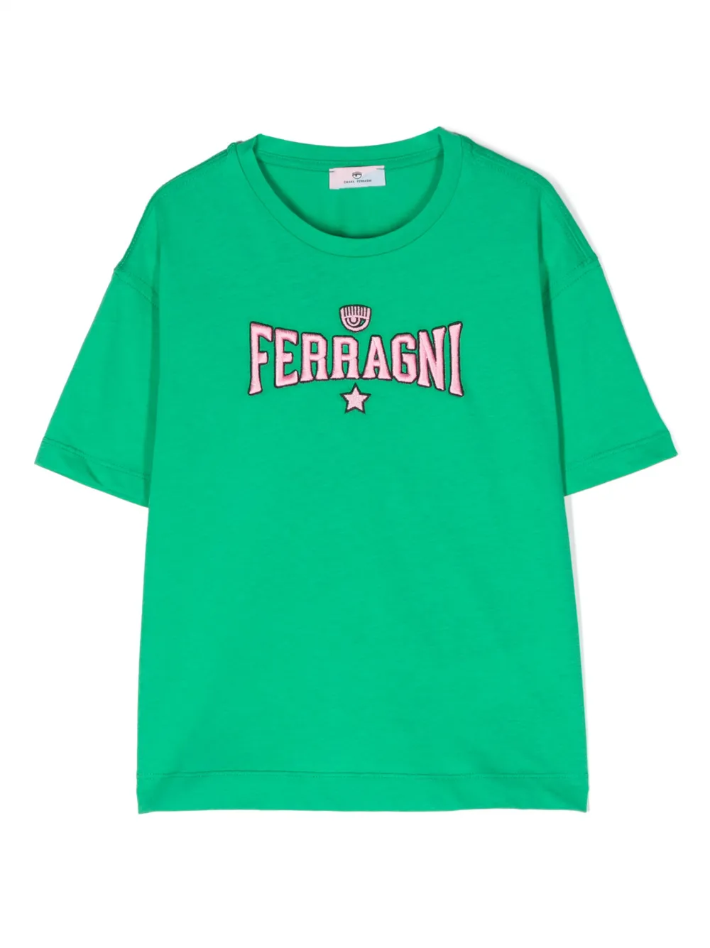 Chiara Ferragni Kids' Logo-embroidered Cotton T-shirt In Green