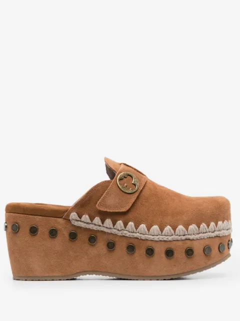 Mou high-heel leather clogs