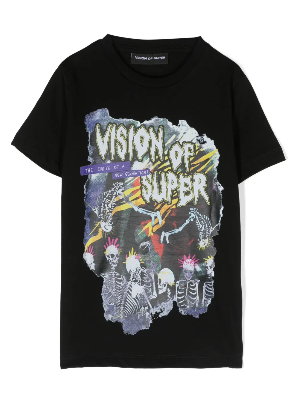Vision Of Super Kids' Black T-shirt For Boy With Vison Of Superwriting And Print