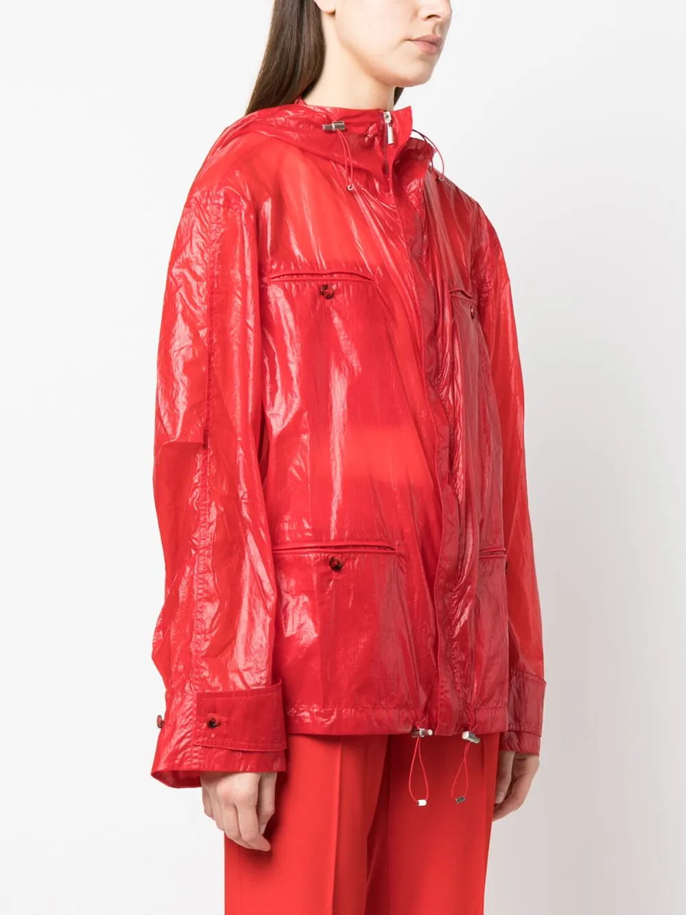 Ferragamo Multi-pocket Hooded Jacket In Rot