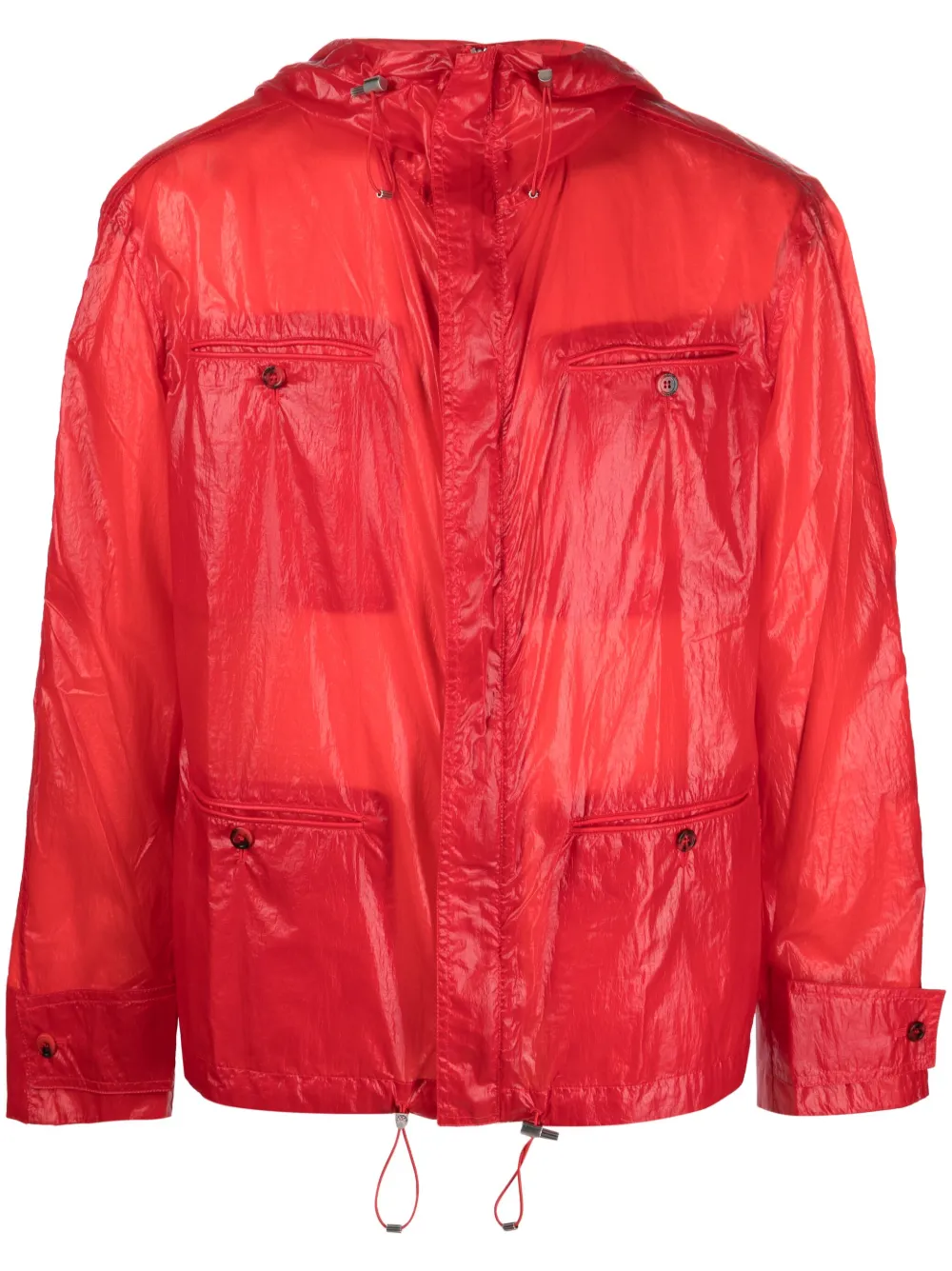 Ferragamo Multi-pocket Hooded Jacket In Rot