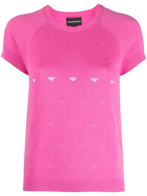 Emporio Armani intarsia-knit short-sleeve top