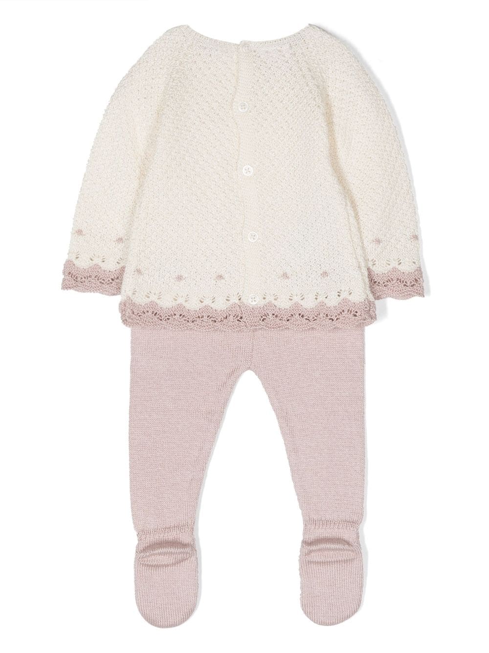 Shop Paz Rodriguez Crochet-trim Knitted Babygrow In Neutrals