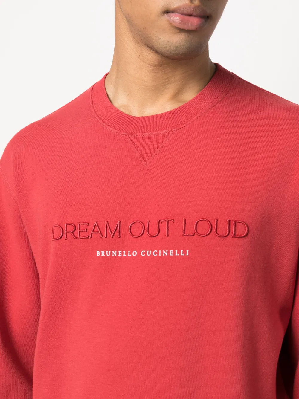 Brunello Cucinelli Logo-print Round-neck Sweatshirt In Rot